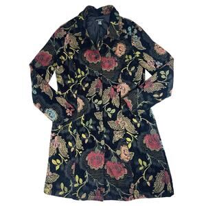 Portrait Womens XL Floral Tapestry Jacket Boho Cottagecore Button Front